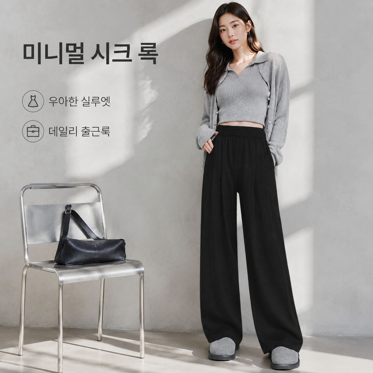 드레이프 아이스 실크 와이드 팬츠