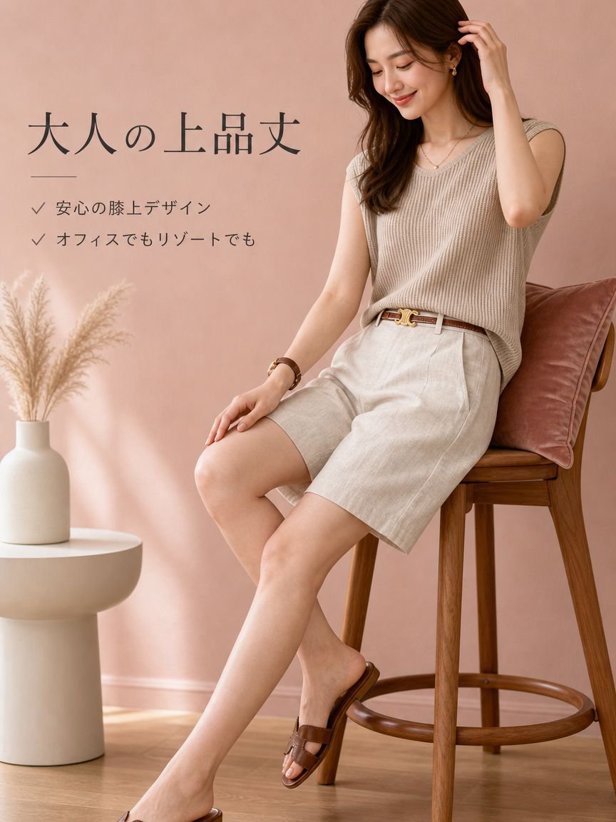 軽量素材の夏用レディースショートパンツ