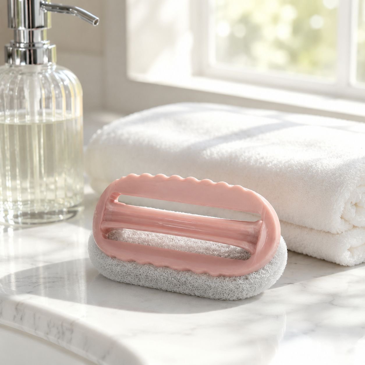 Bow Handle Scouring Pad Brush for Bathtub Kitchen Tile Cleaning