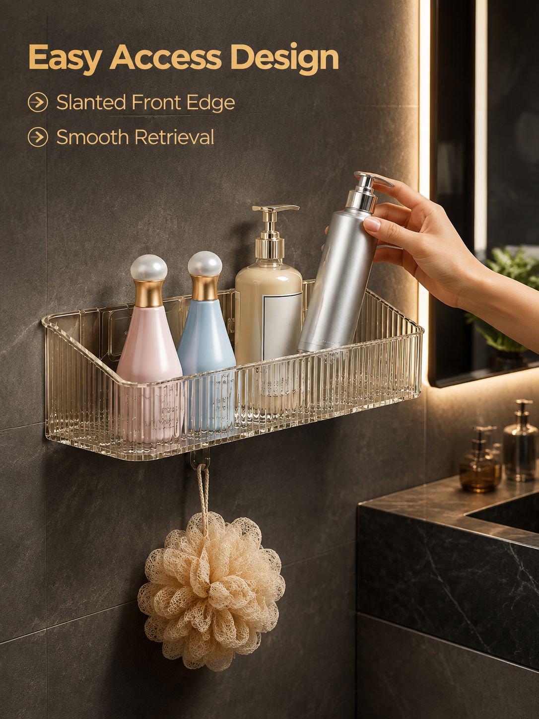 Transparent Drainage Multi-Functional Bathroom Storage Shelf