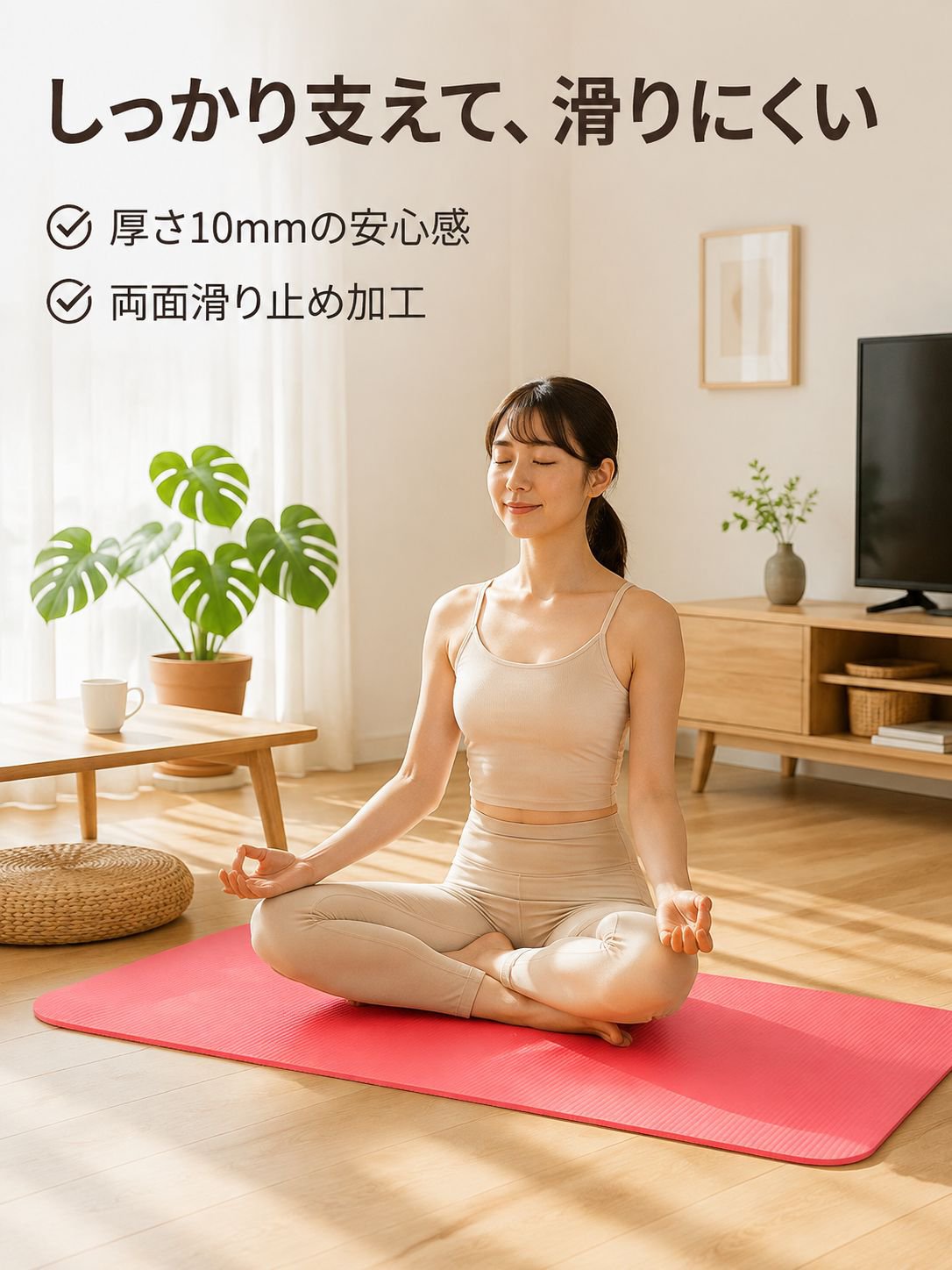 滑り止め付き厚手ヨガマット