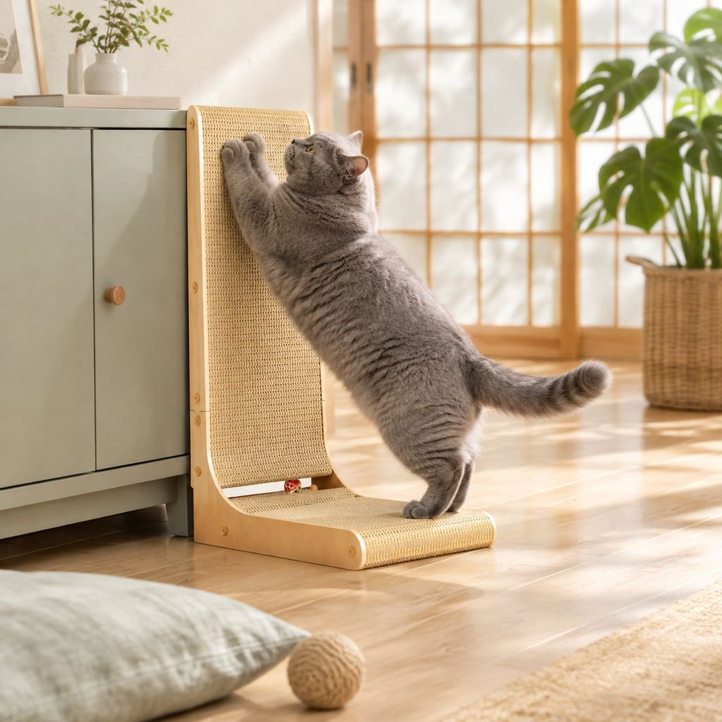 立てかけて使える省スペース猫用爪とぎ器