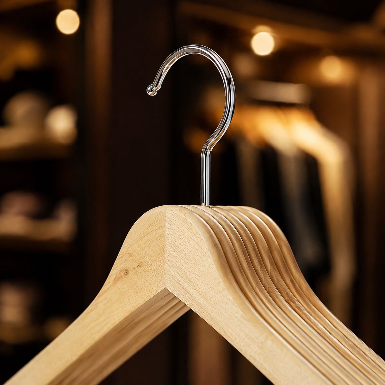 Percha de madera sólida para adultos, ideal para hoteles