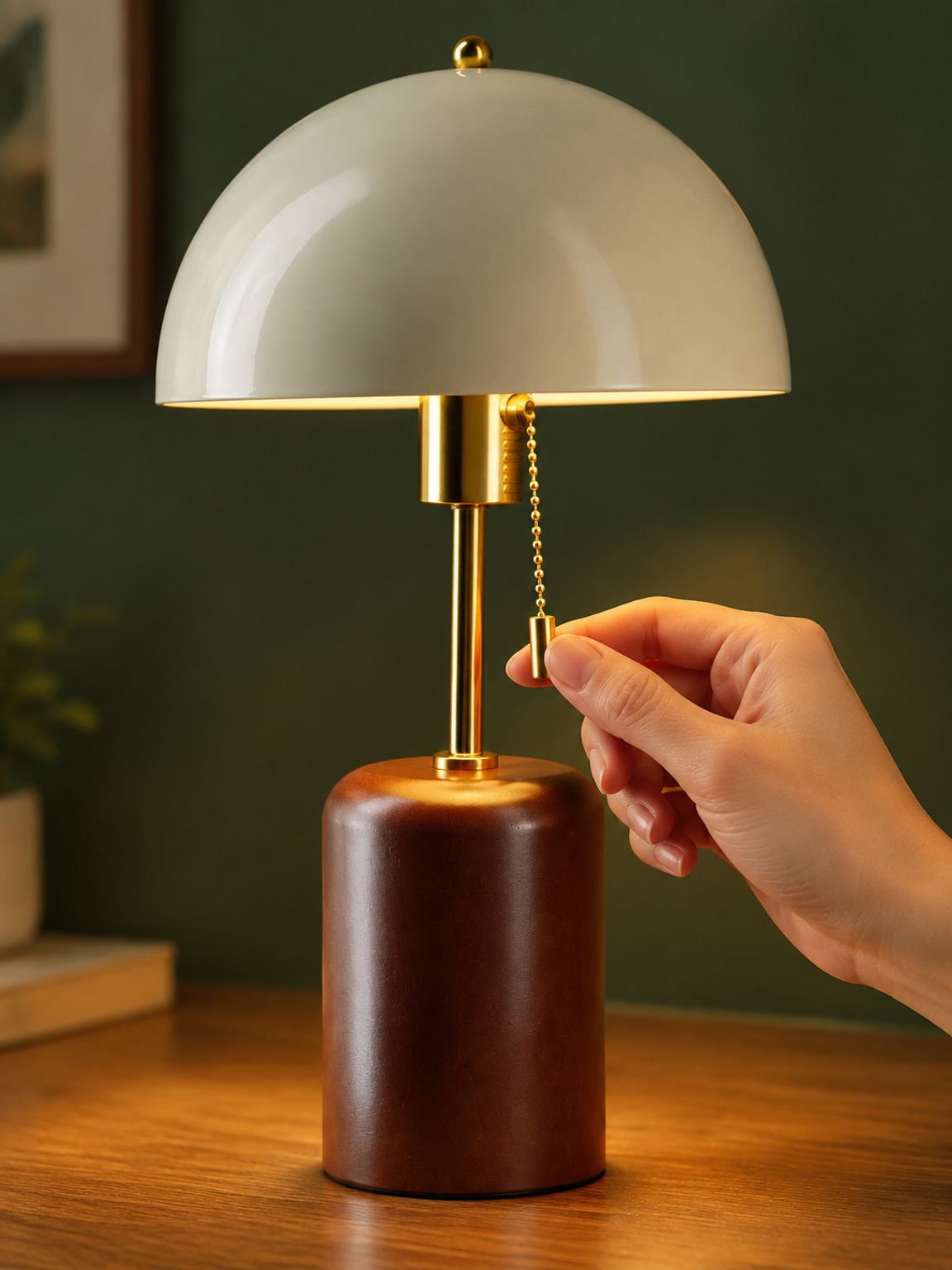 Retro Nachttischlampe aus Massivholz im südostasiatischen Stil