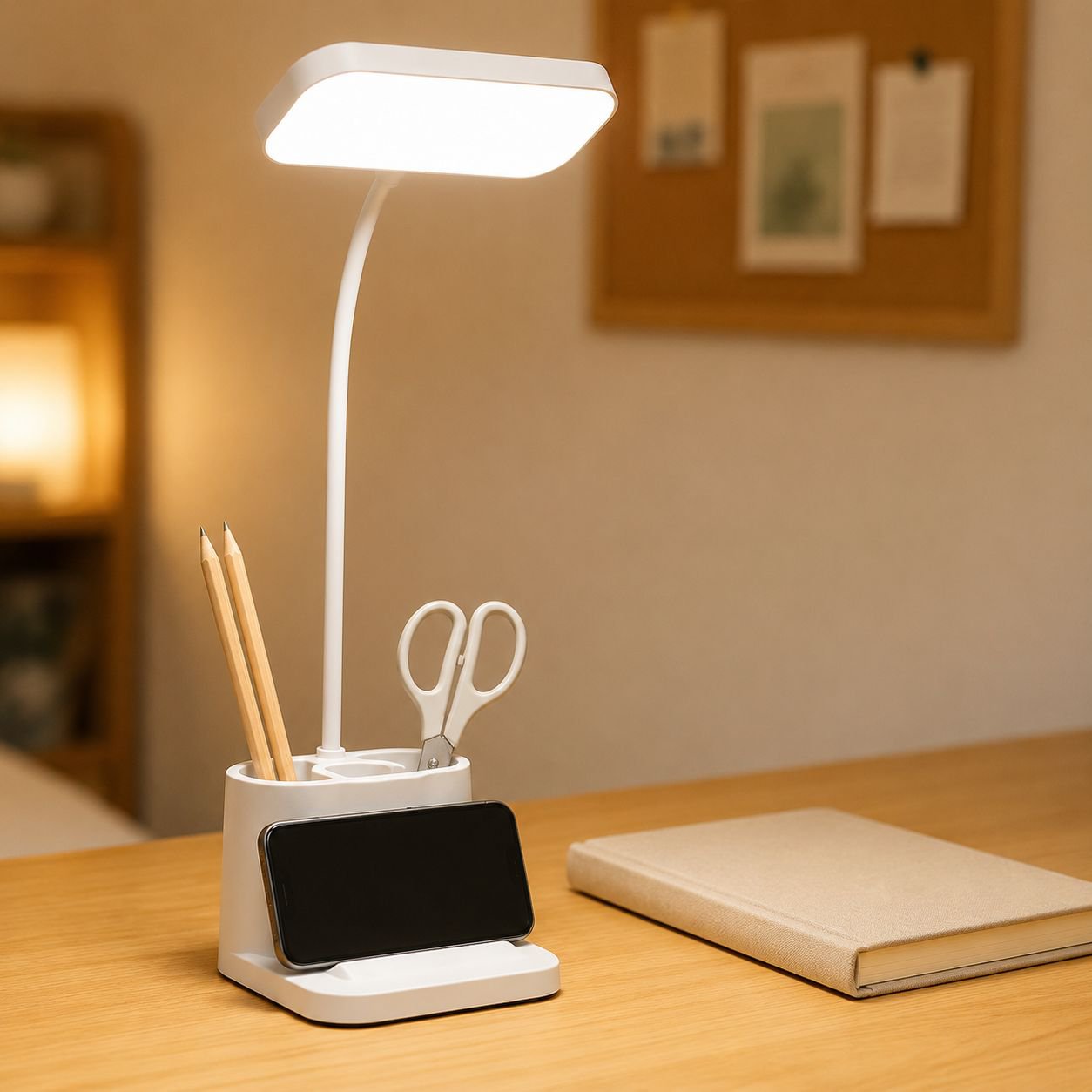 Dormitory Multifunctional Desk Lamp with Pen Holder and Eye Protection, Rechargeable