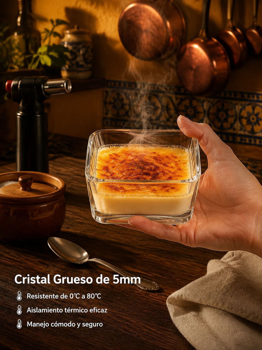 Cuencos de cristal de cuatro esquinas para postres y frutas.