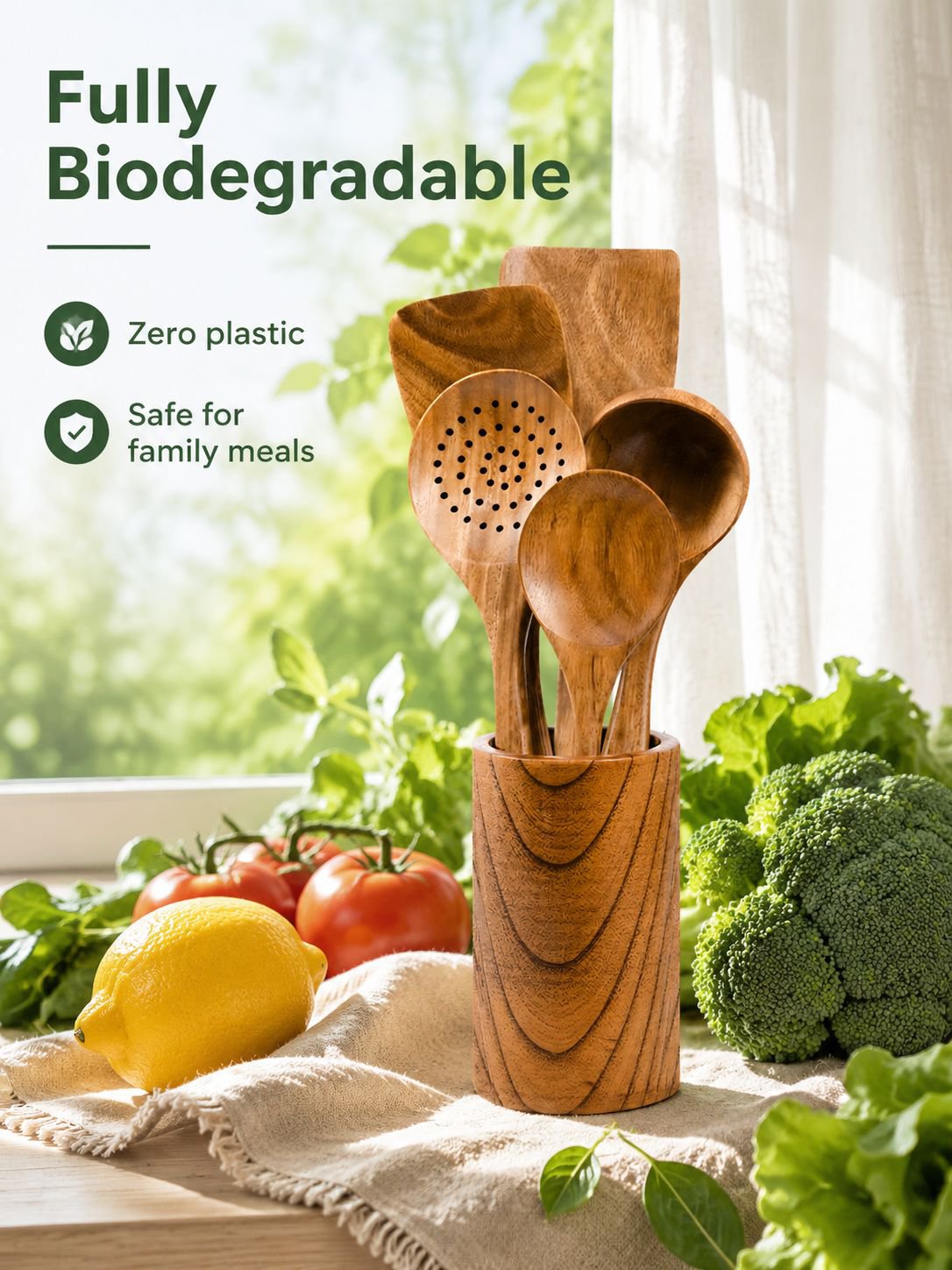 Wooden utensils set as a perfect kitchen gift idea