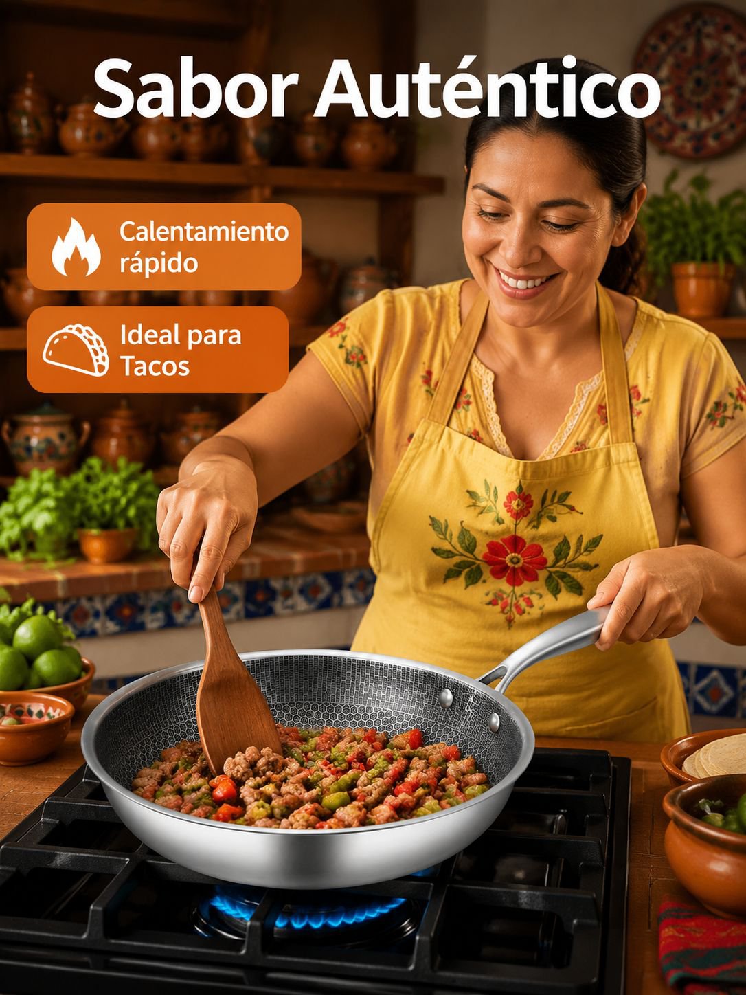 Sartén para freír carne de uso doméstico