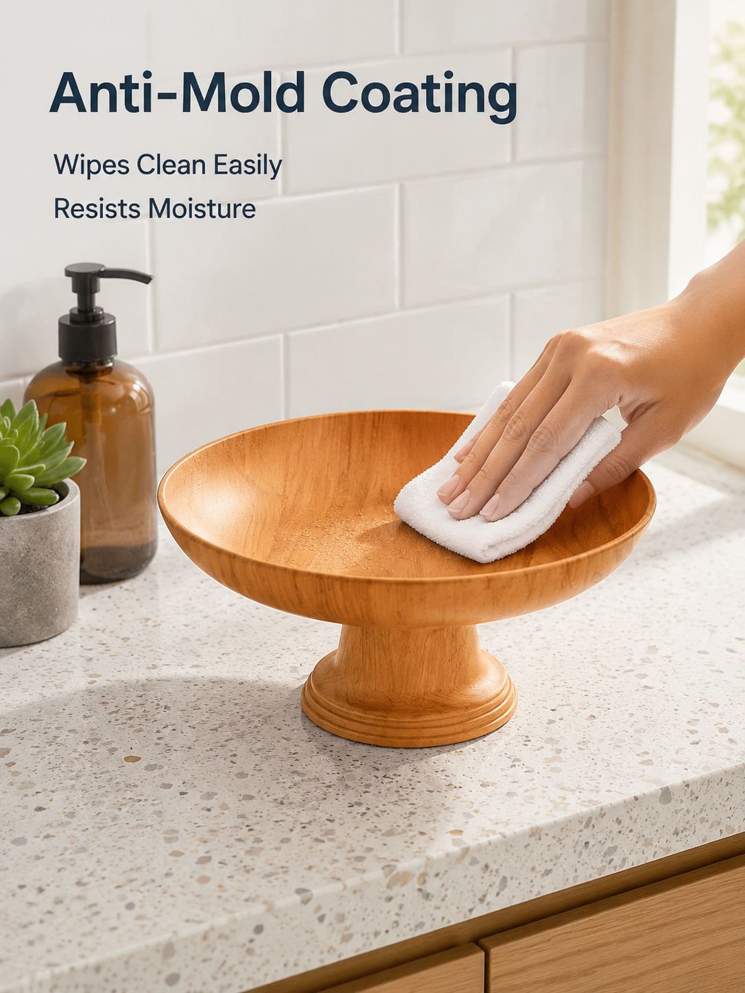 Wood Grain High Footed Fruit Plate