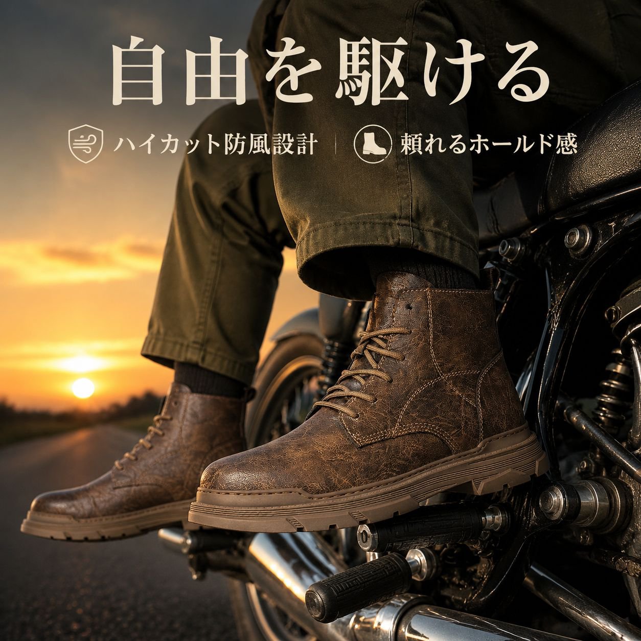 メンズレトロハイカットバイカーマーチンレザーブーツ英国風ミドルシューズ