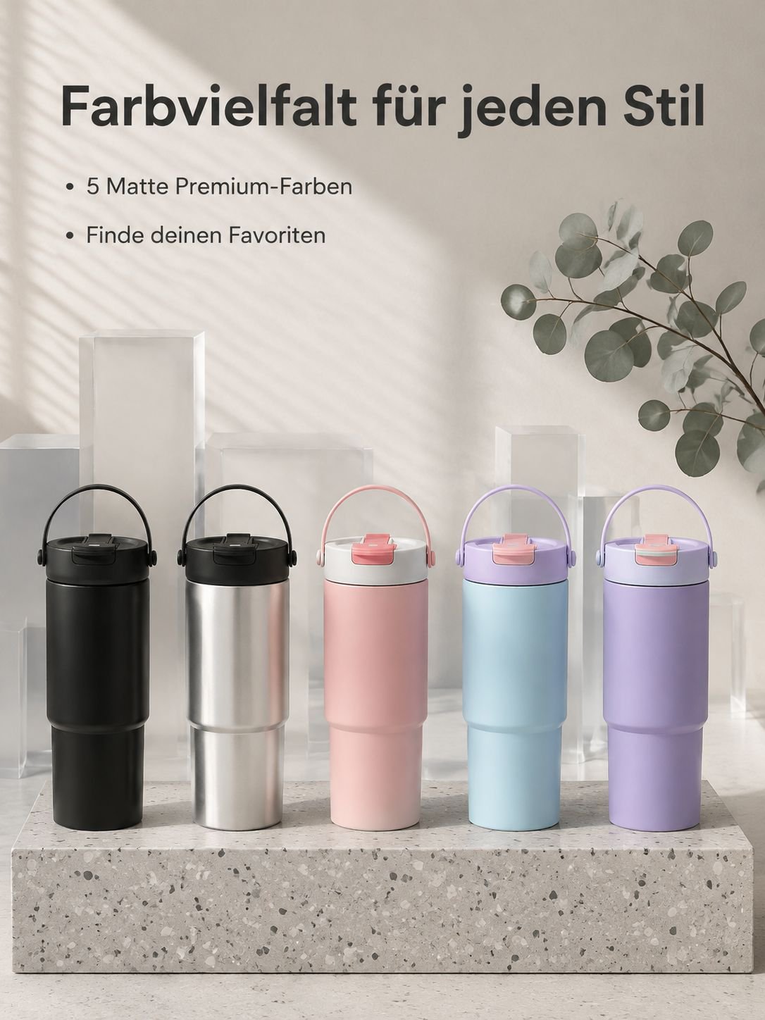 Stylische Keramik-Thermoflasche mit viel Volumen