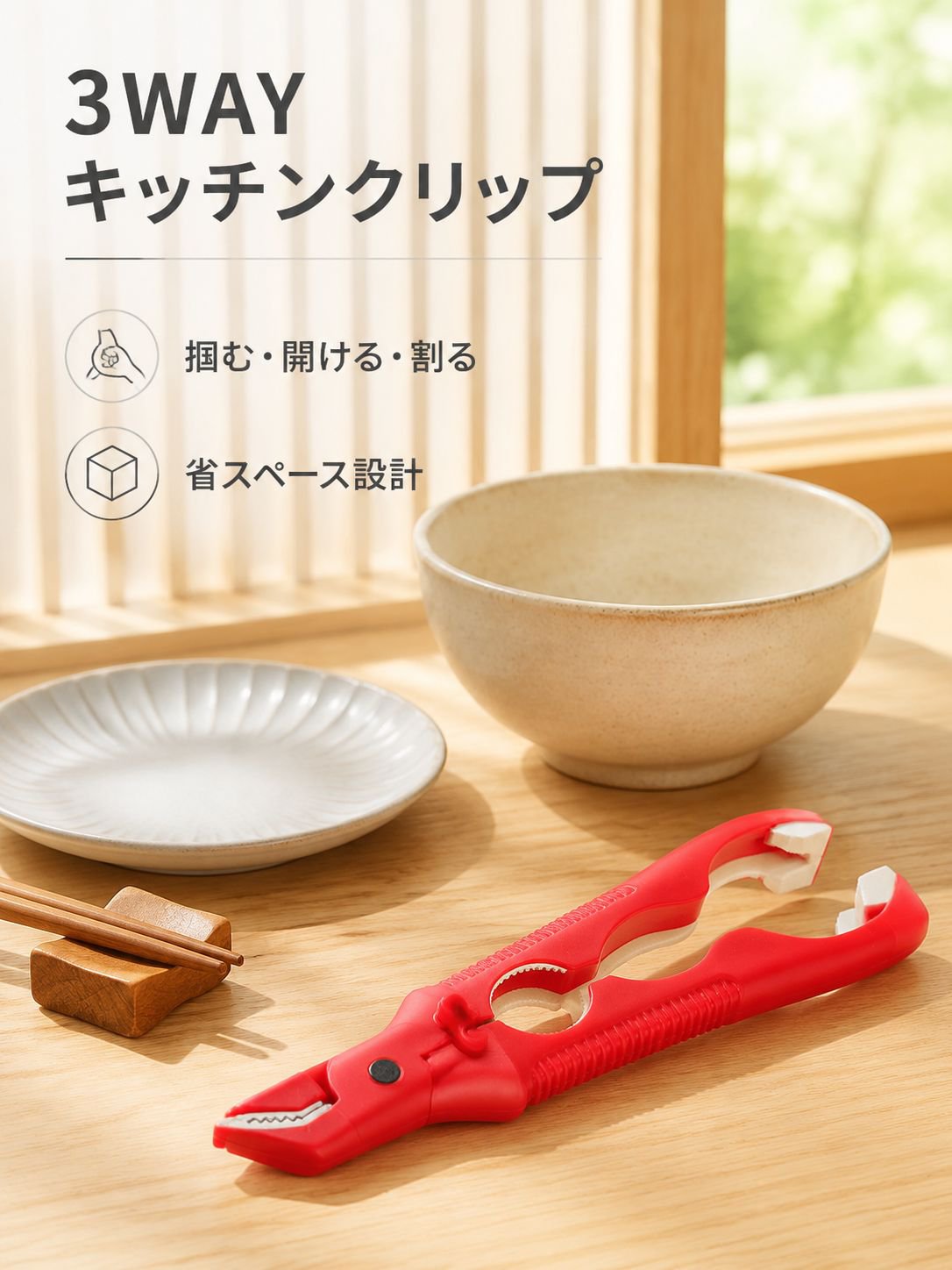三合一耐熱ボウルクリップ シリコン製キッチン取皿ハンドル