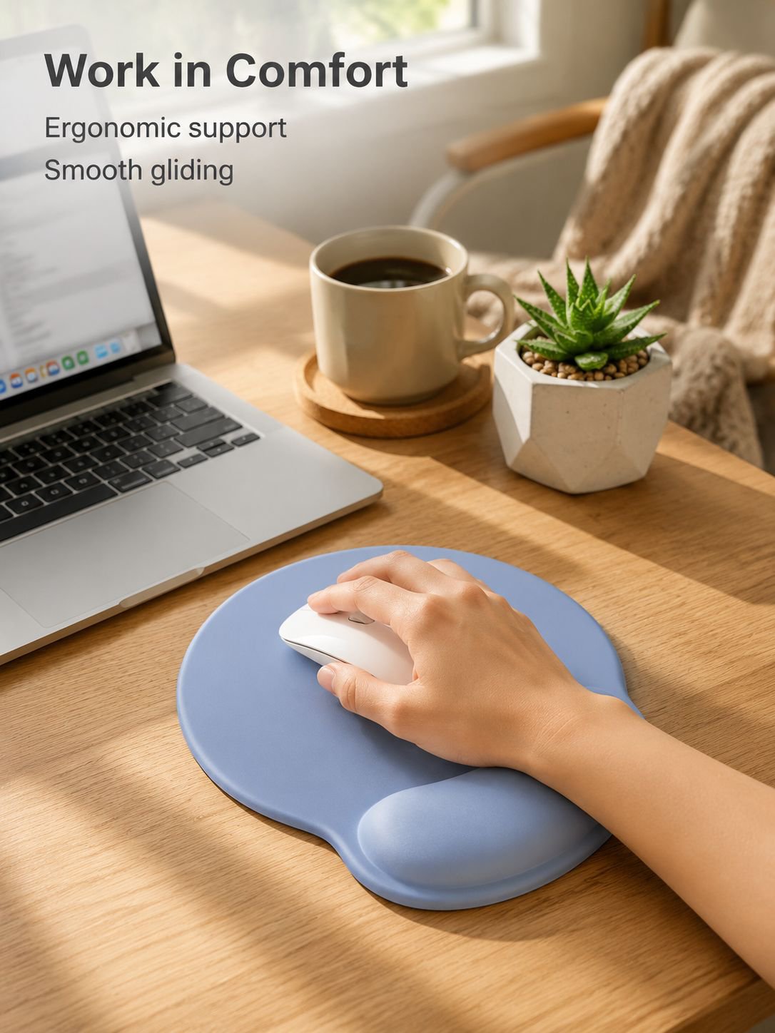 Creative Round Mouse Pad, Comfortable Rubber Wrist Rest, Dirt-proof Office Mouse Pad