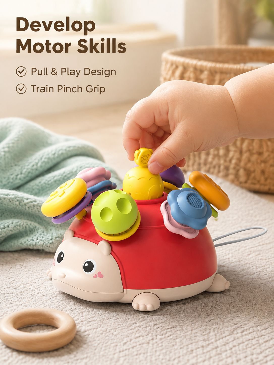  Multifunctional Rotating Hedgehog Teething Toy