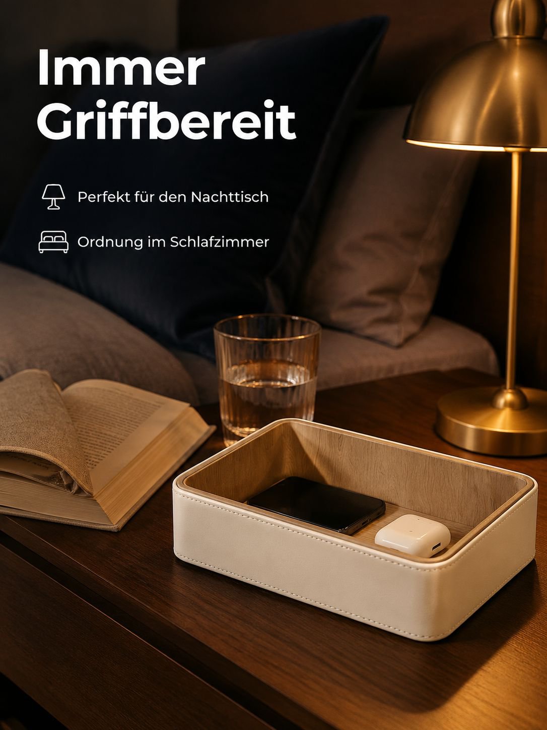 Luxuriöse cremeweiße Aufbewahrungsbox für Schmuck und Kosmetik