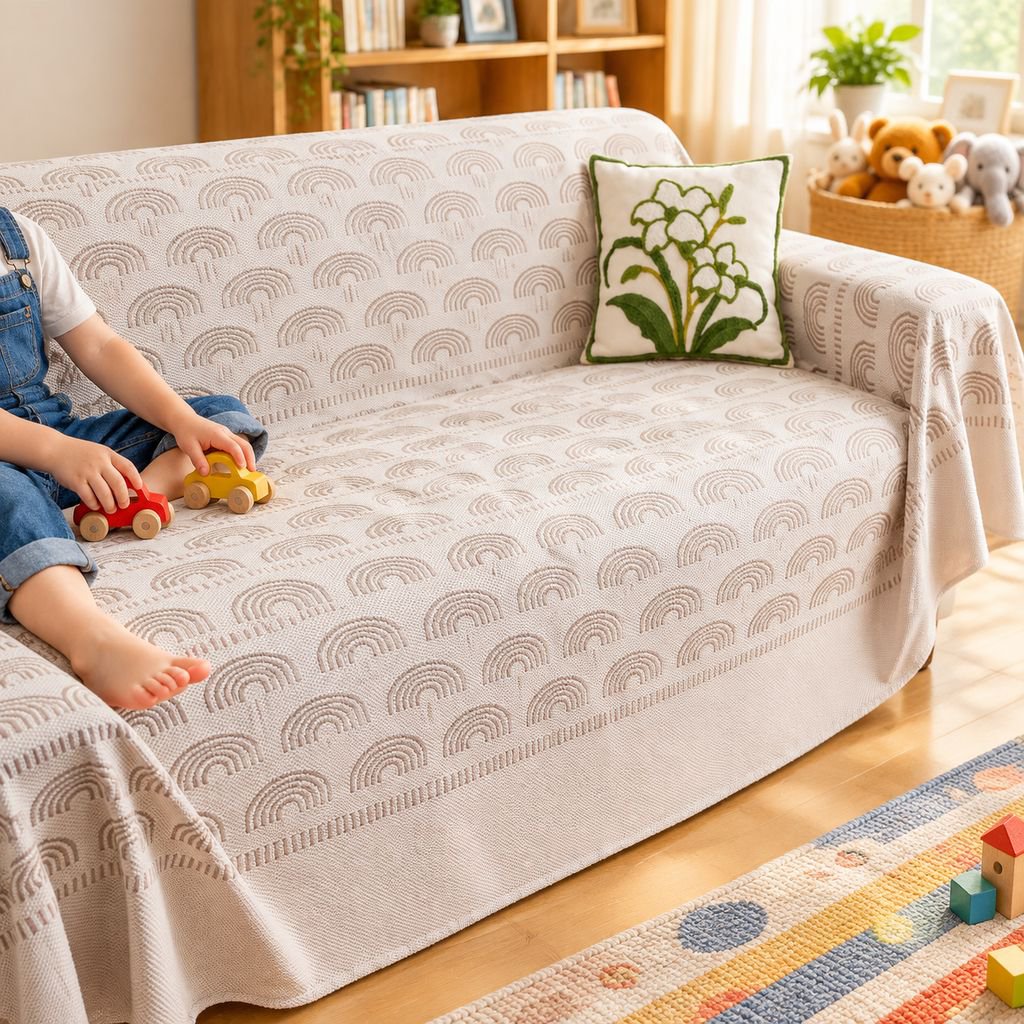 Close-up of premium-quality fabric used for the sofa cover
