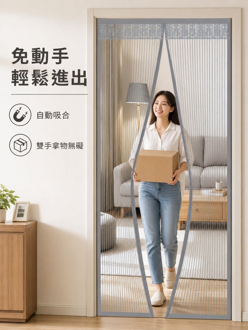 【爆賣款】加密磁塊金剛網防蚊門簾