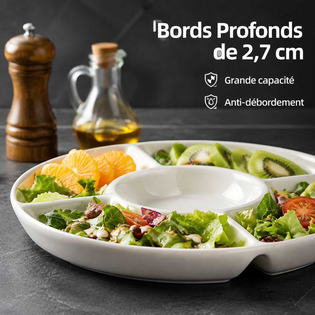 Plateau compartimenté en céramique