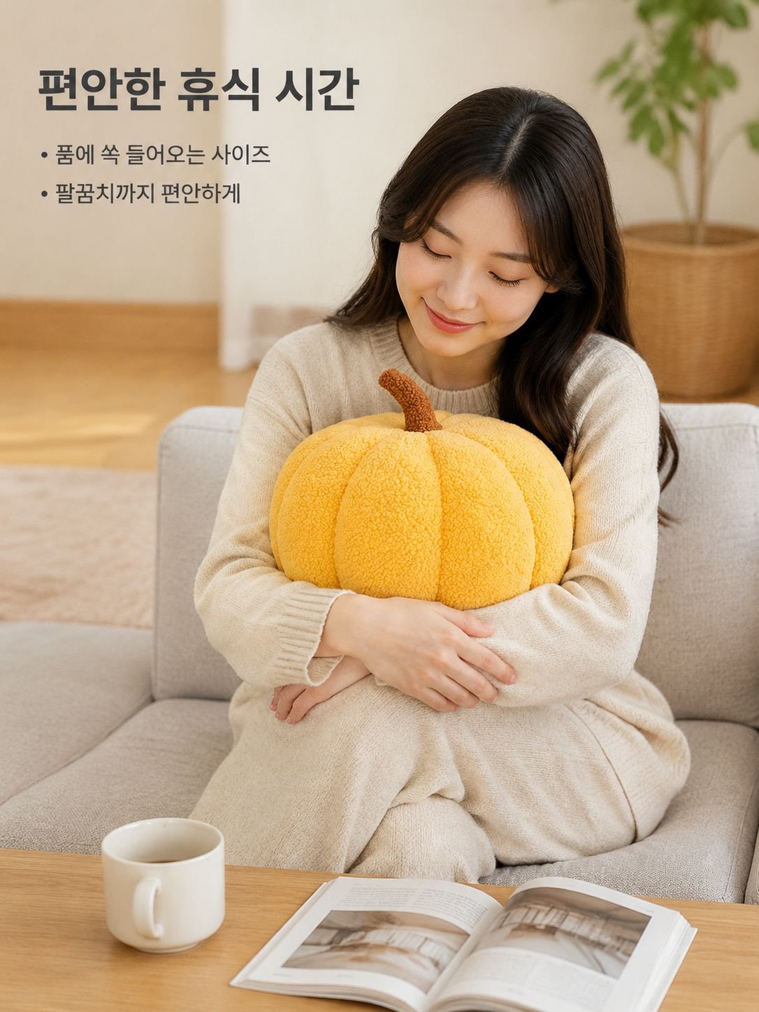 호박 쿠션 거실 소파 쿠션 귀여운 장식