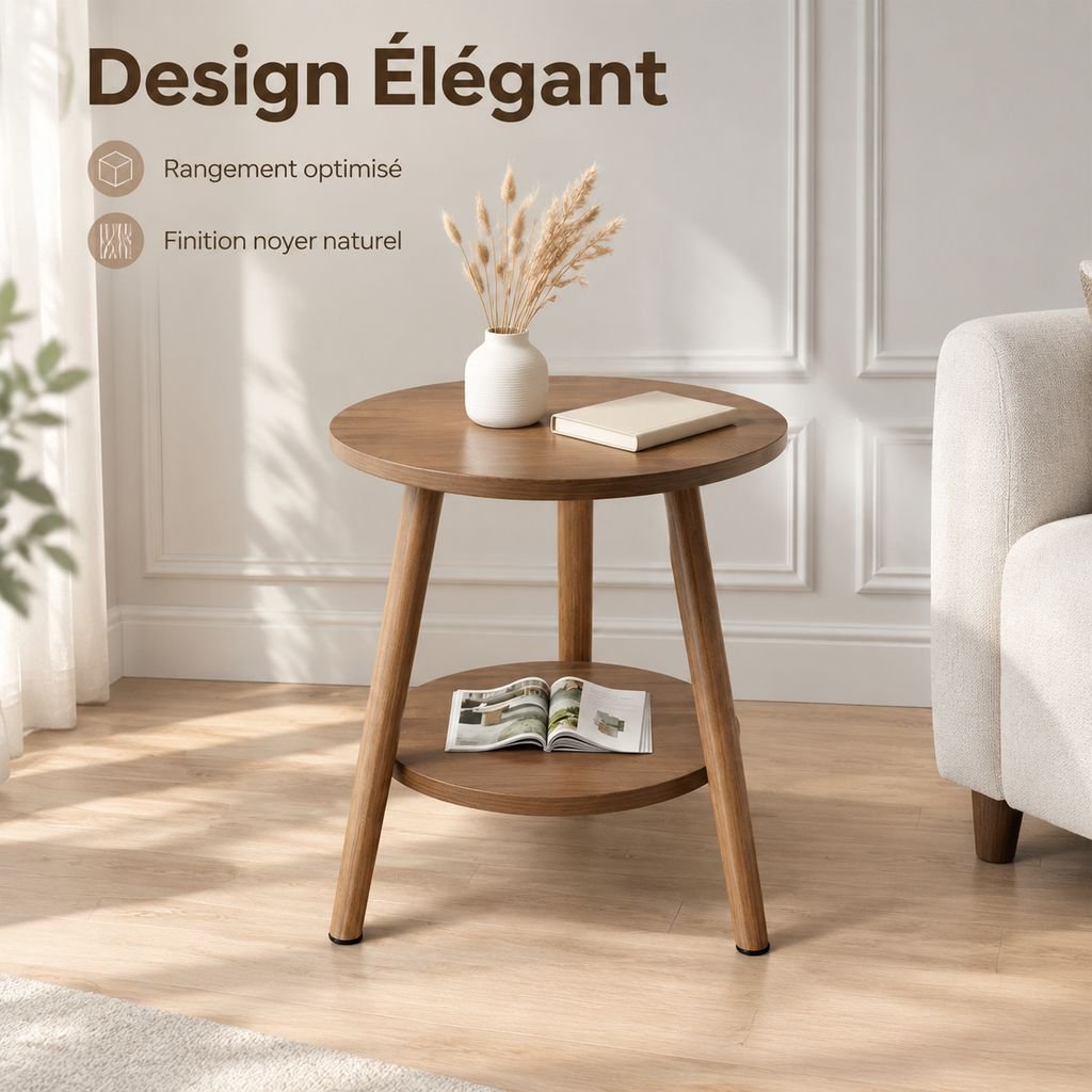 Petite table ronde d’appoint pour salon et balcon
