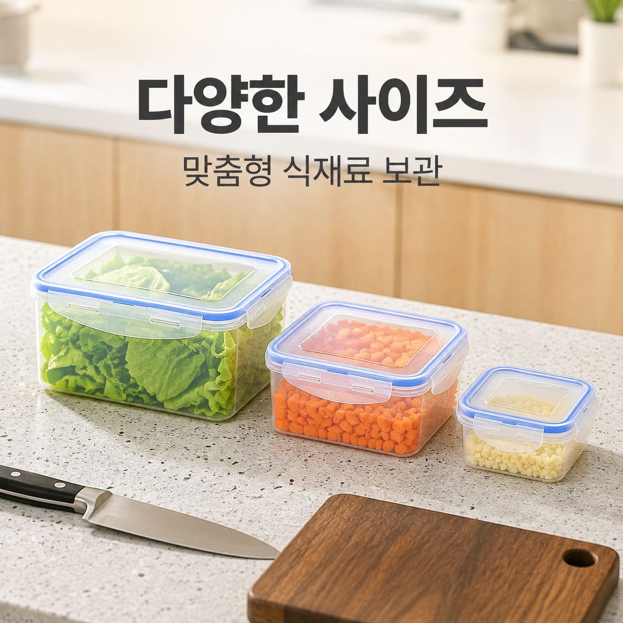 직사각 밀폐 버클 식품 보관함 냉장고 수납함