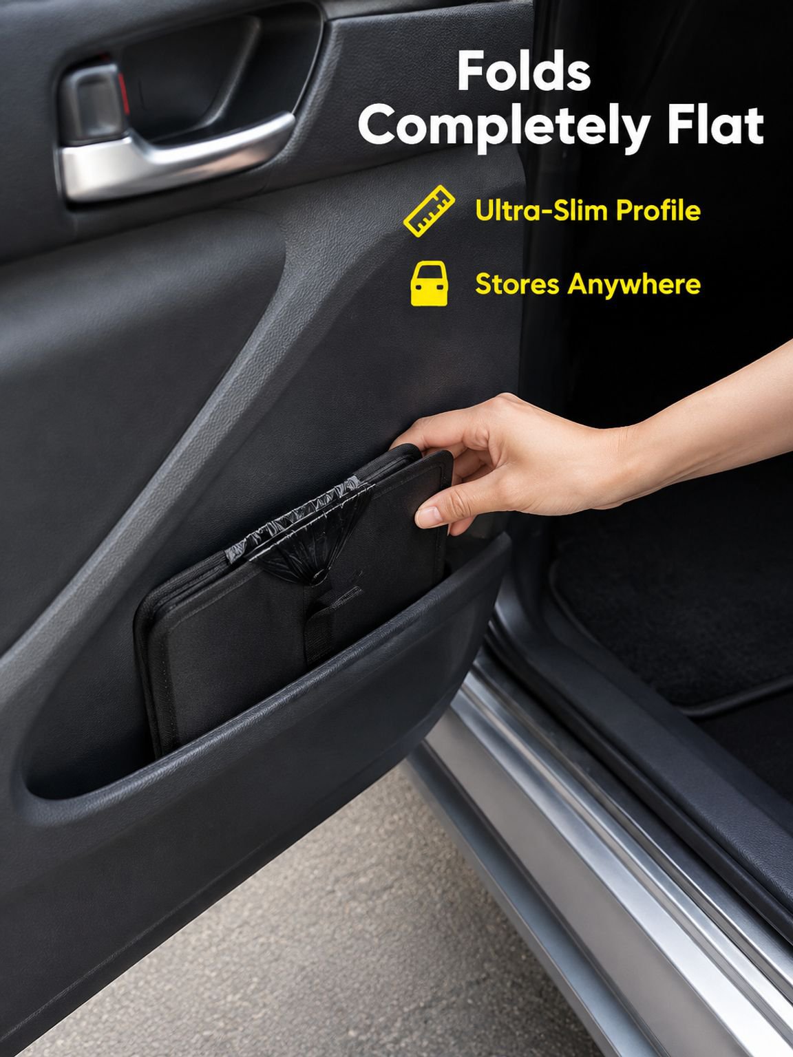 Foldable storage trash can for cars
