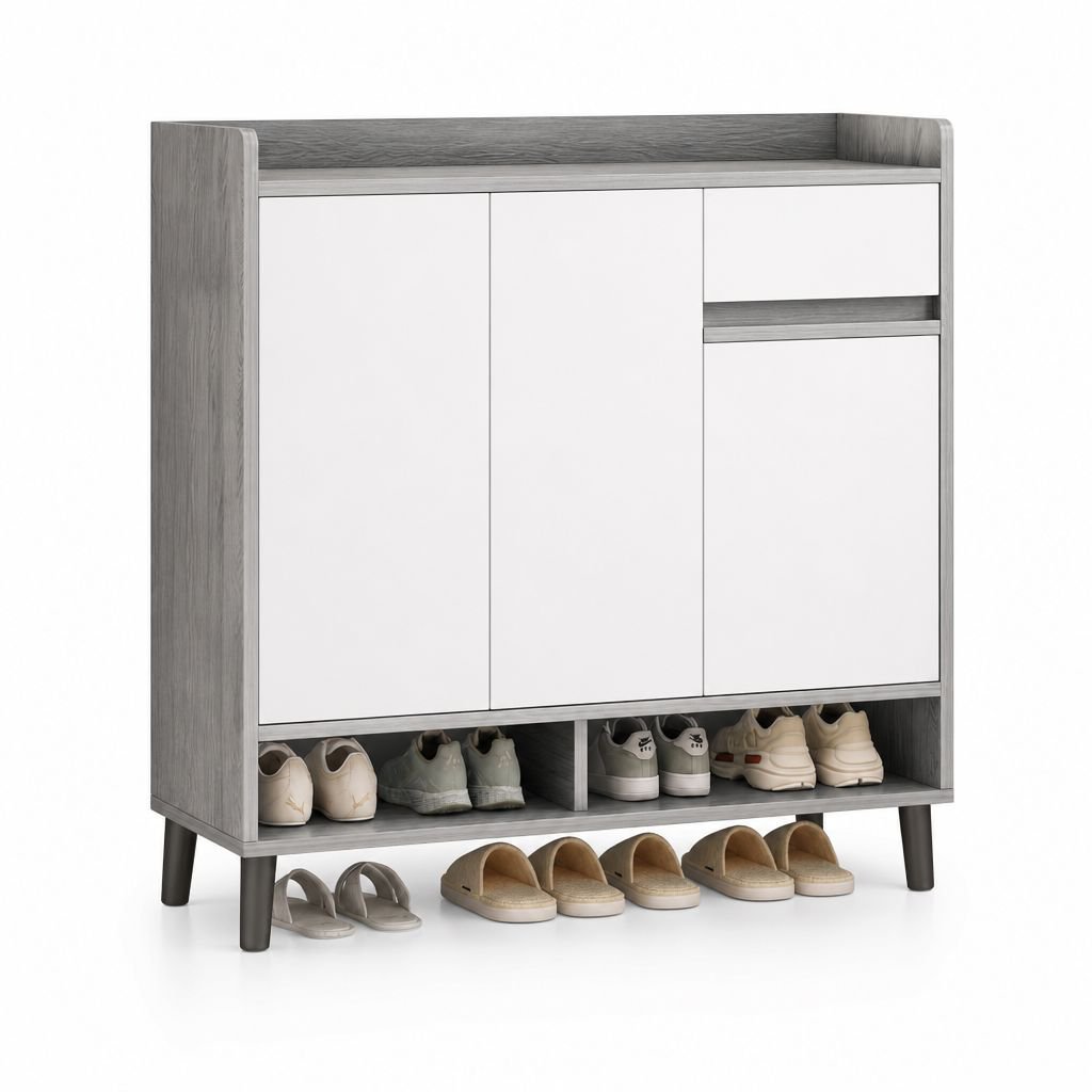Entryway Multi-Layer Storage Cabinet with Round Corners