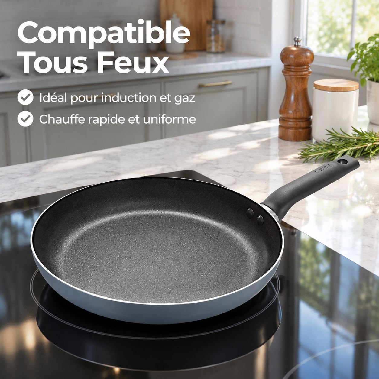 Poêle à Frire Antiadhésive Supor pour Crêpes et Œufs Gaz Induction