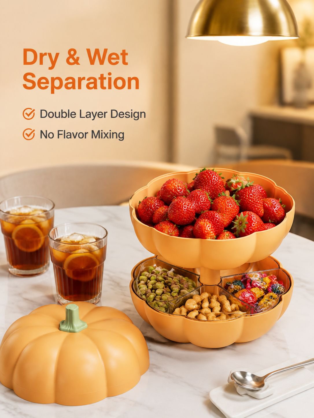 Double-Layer Pumpkin Fruit Tray Basket