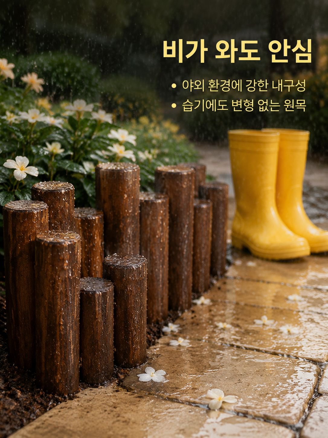 조립식 방부 목재 화단 울타리 디테일