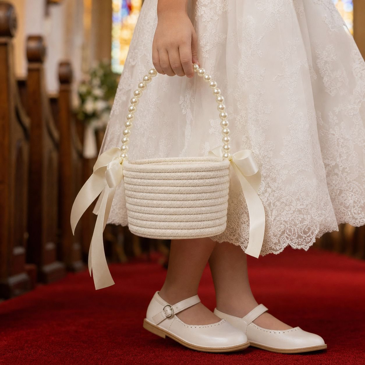 Beautiful cotton rope basket for wedding decor