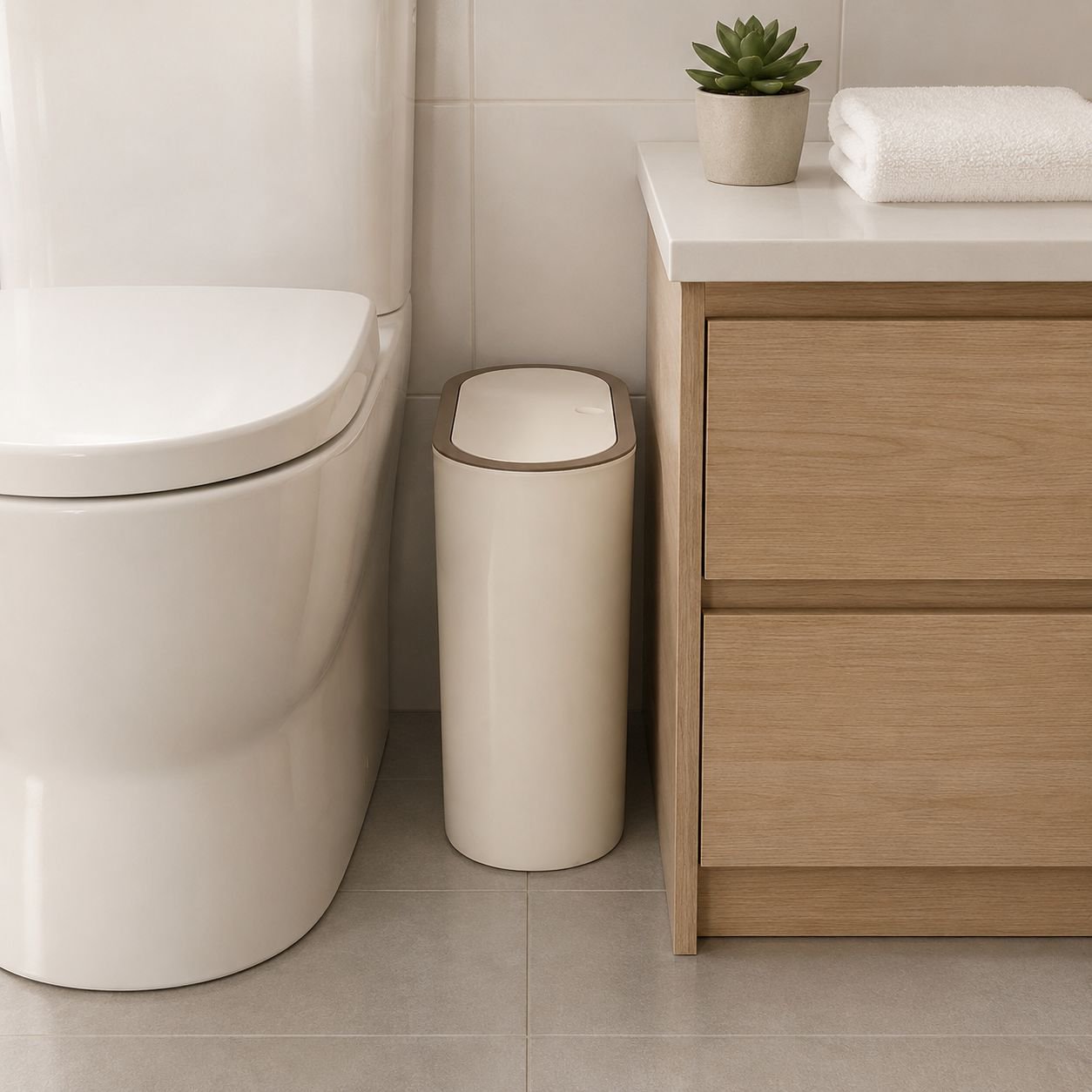 Push-Type Odor-Resistant Lidded Trash Bin with Storage, Perfect for Home Use