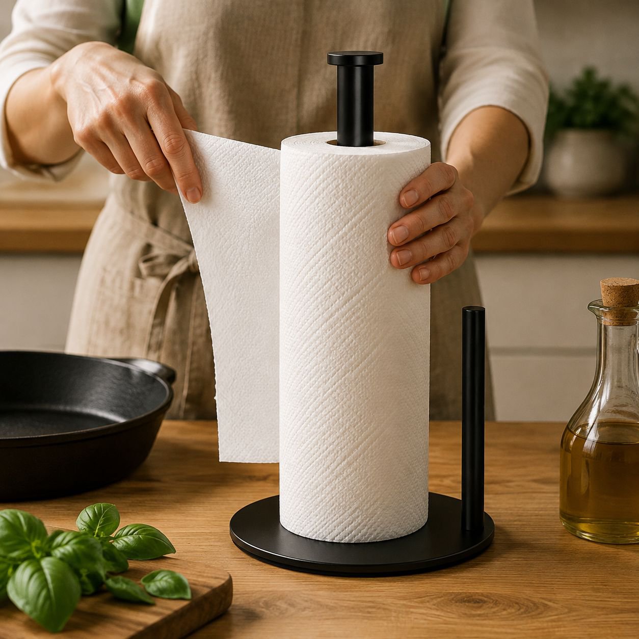 Desktop Stainless Steel Paper Towel Roll Holder for Kitchen