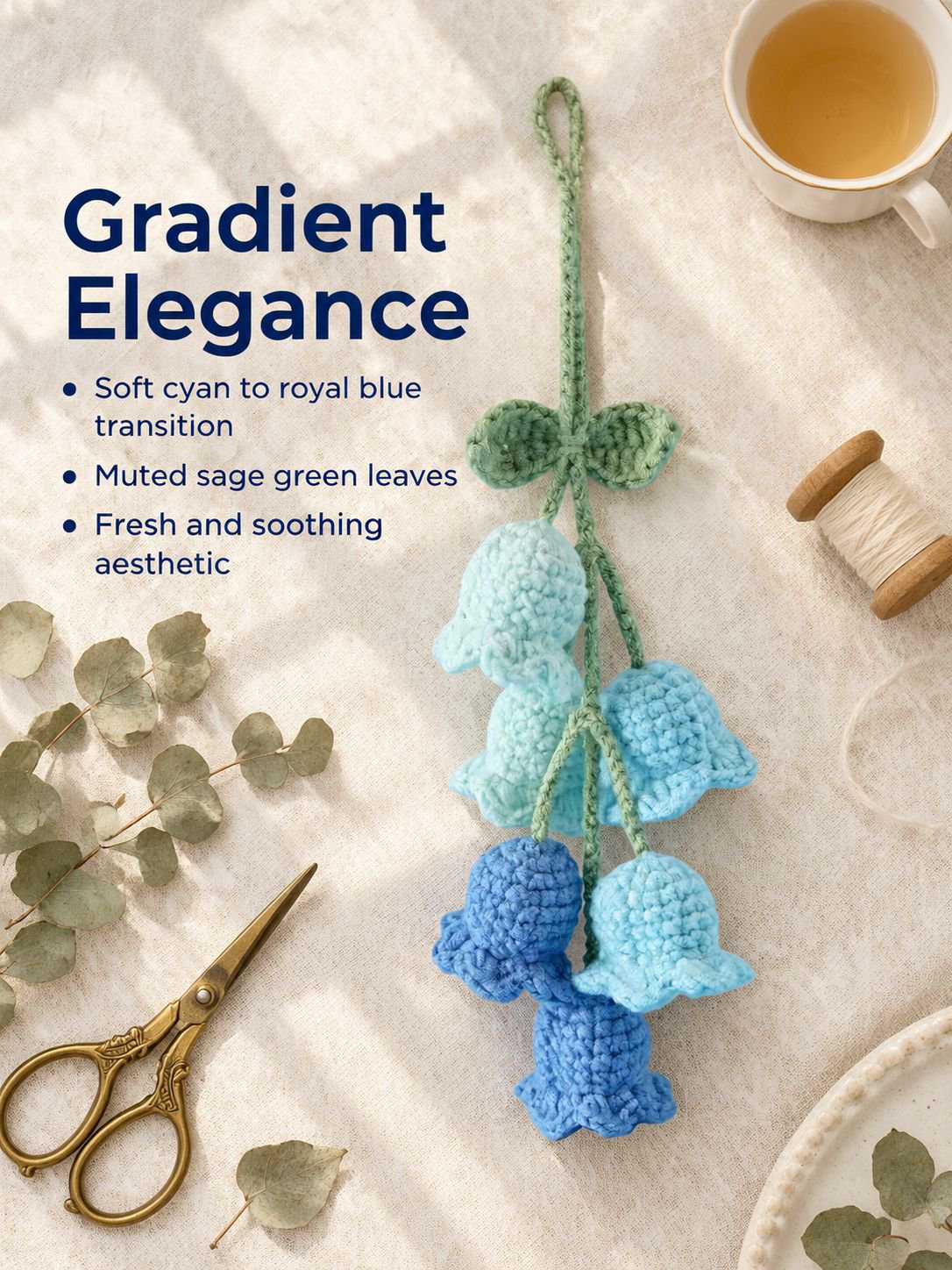 Crochet lily of the valley wind chime car hanging charm