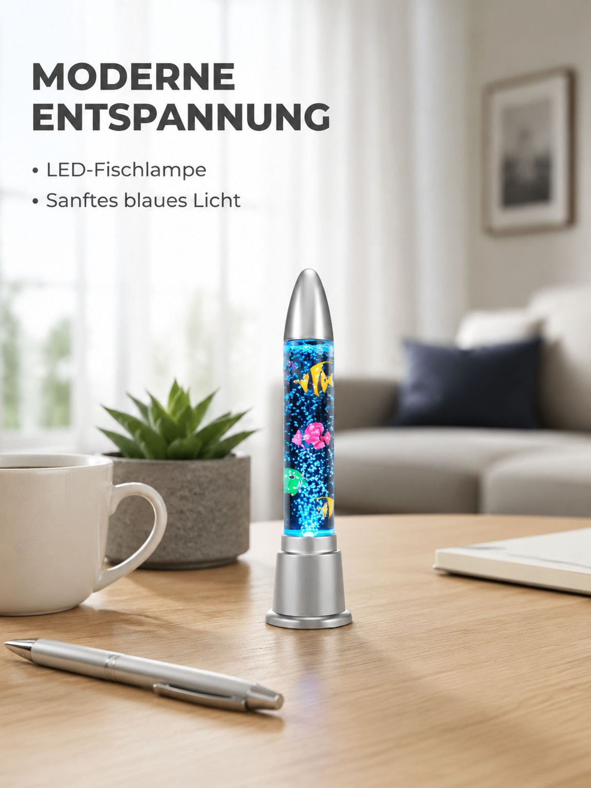 Bunte LED-Fischleuchte, Wassersäulen-Blasenleuchte, Ambientebeleuchtung, Barbeleuchtung, Beleuchtung