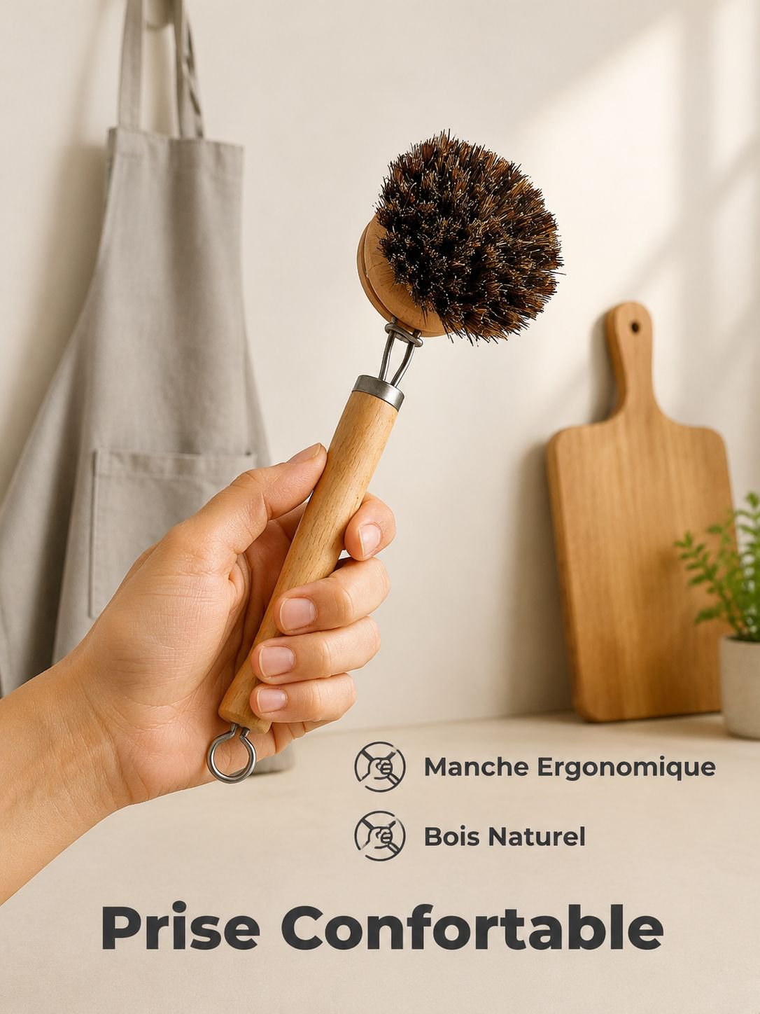 Brosse à casserole en sisal naturel