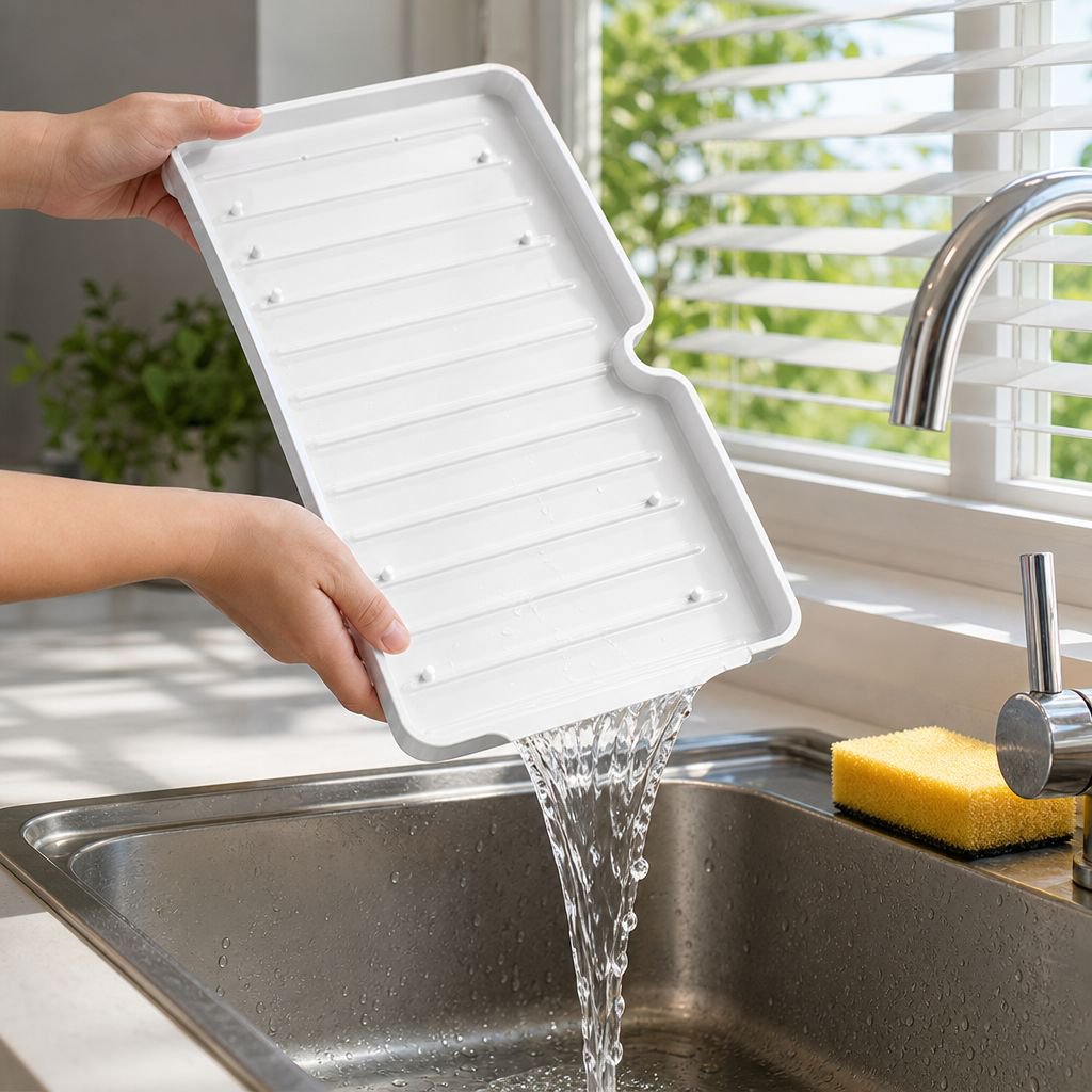 Space-saving kitchen sink organizer rack