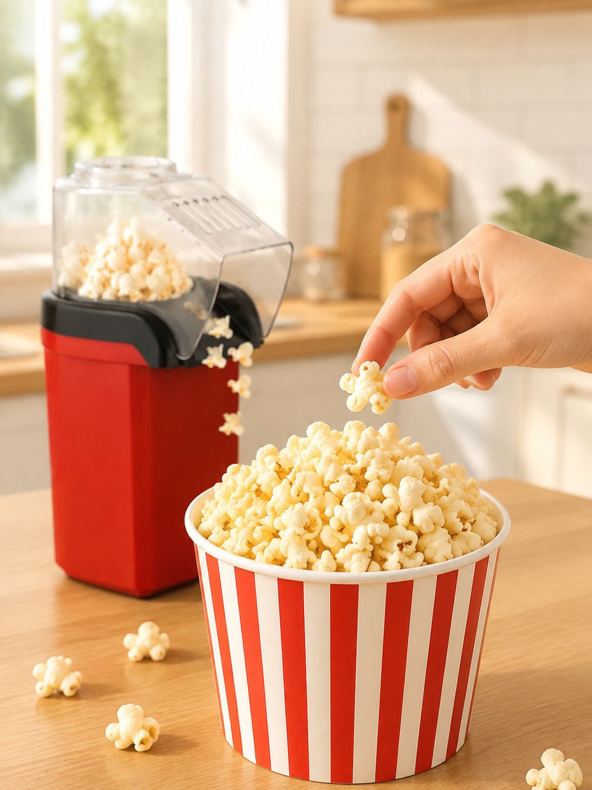 Homemade popcorn with no added oil