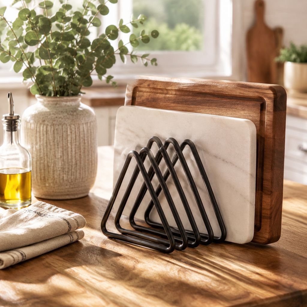 Metal Vertical Cutting Board Holder for Kitchen, Iron Cutting Board Stand