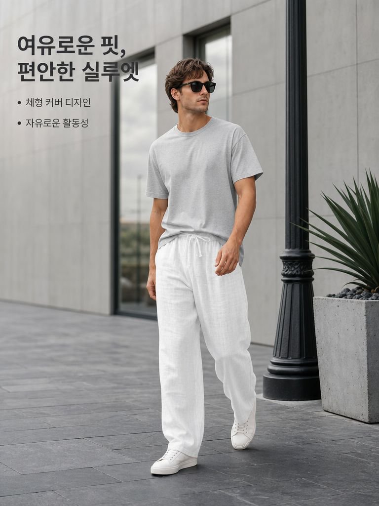 루즈핏 린넨 캐주얼 팬츠