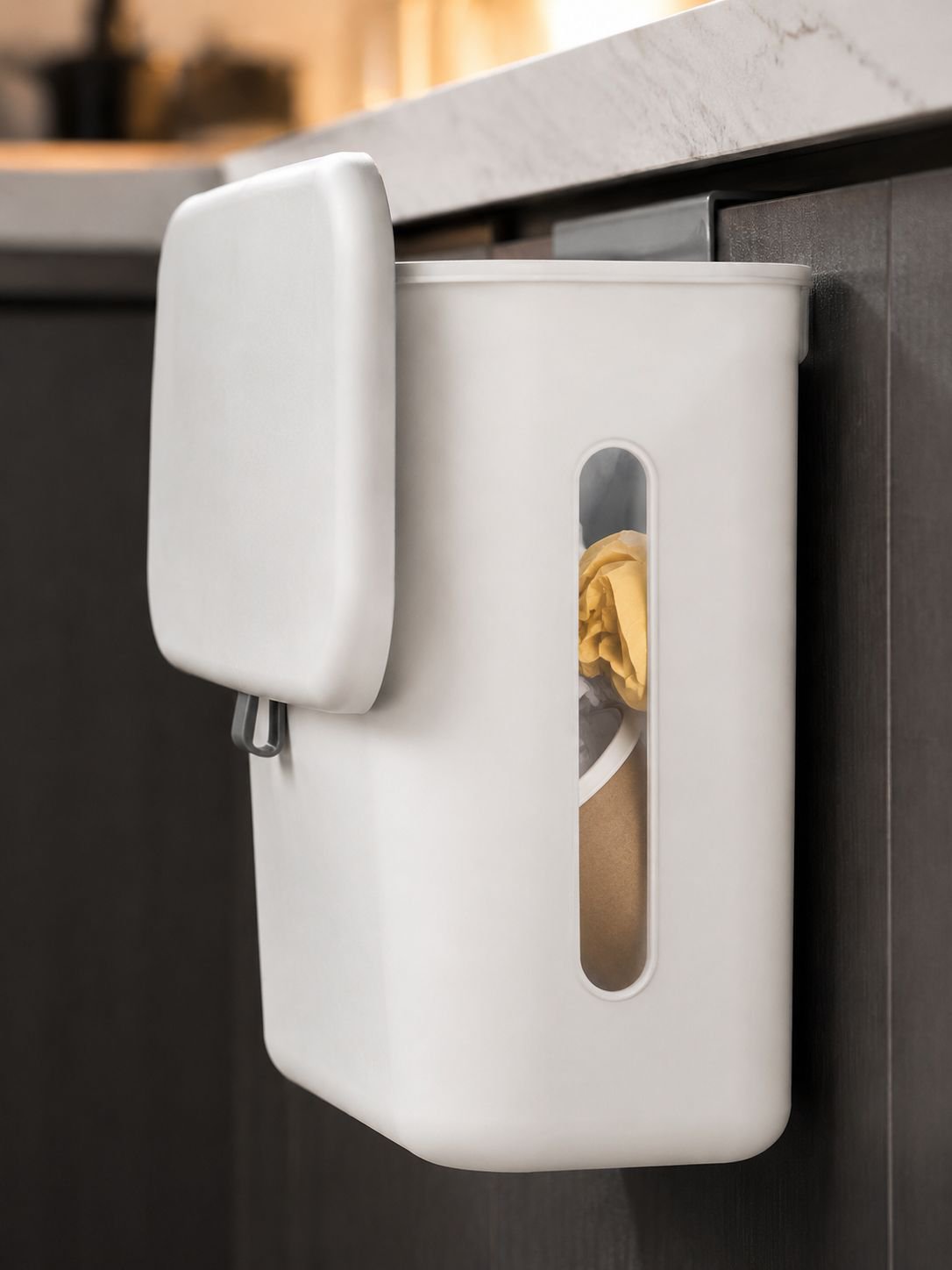 Cubo de basura multifuncional para residuos secos y húmedos