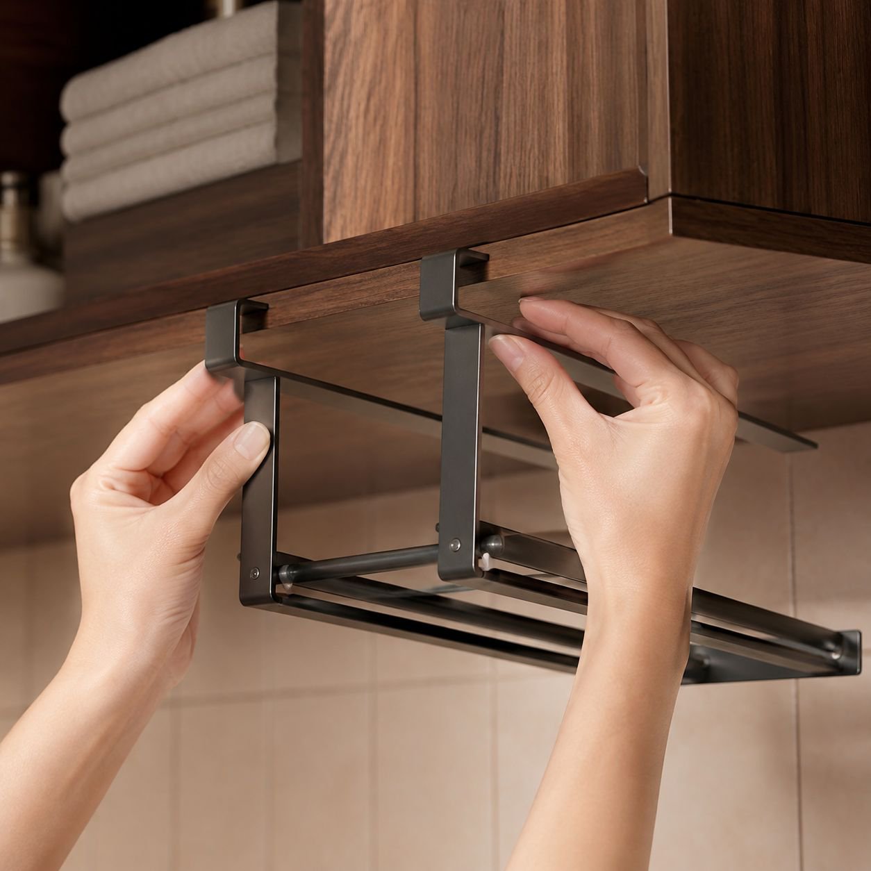 No-Drill Floating Bathroom Basin Organizer Shelf