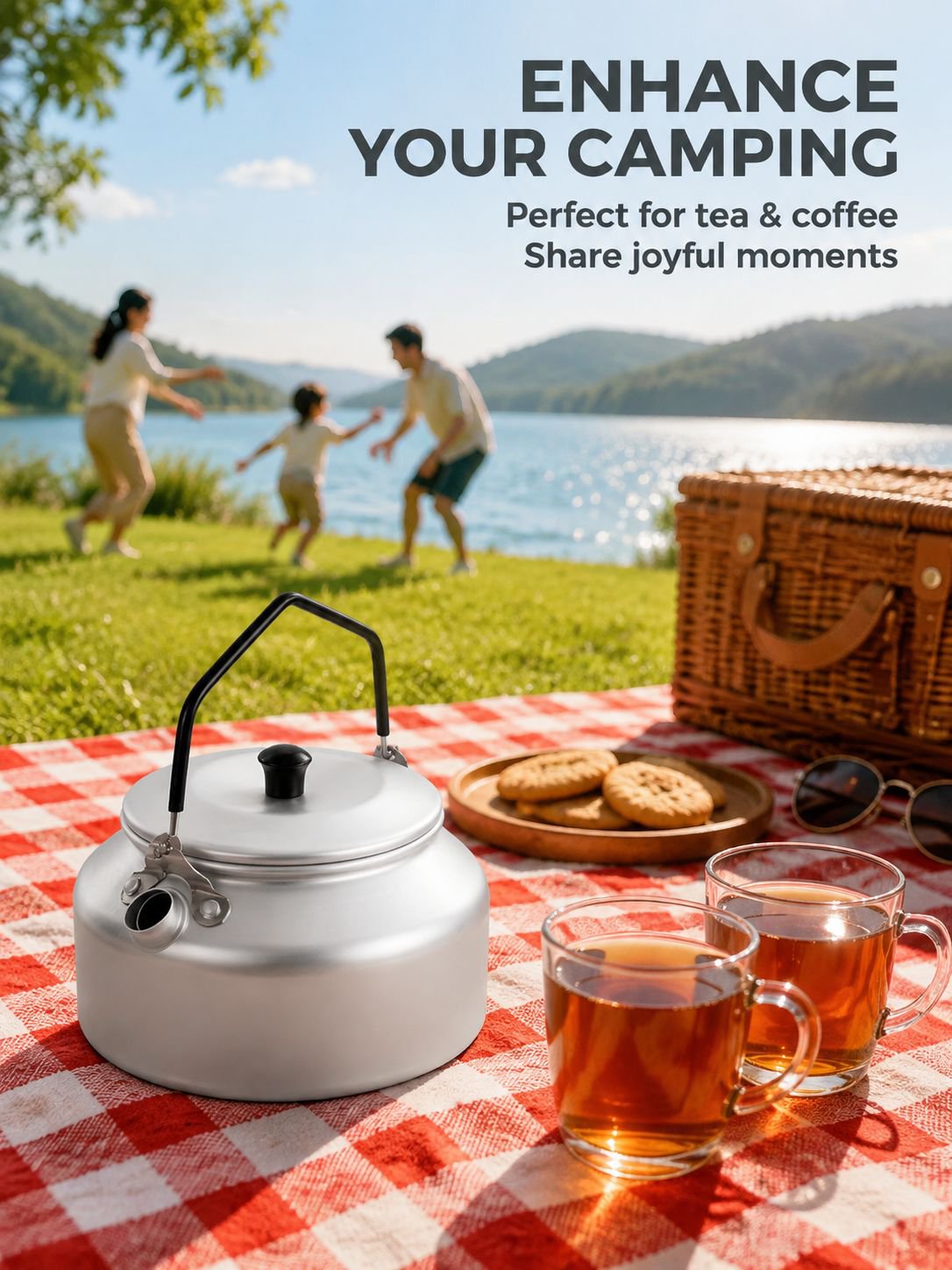 Portable kettle packed in a hiking backpack
