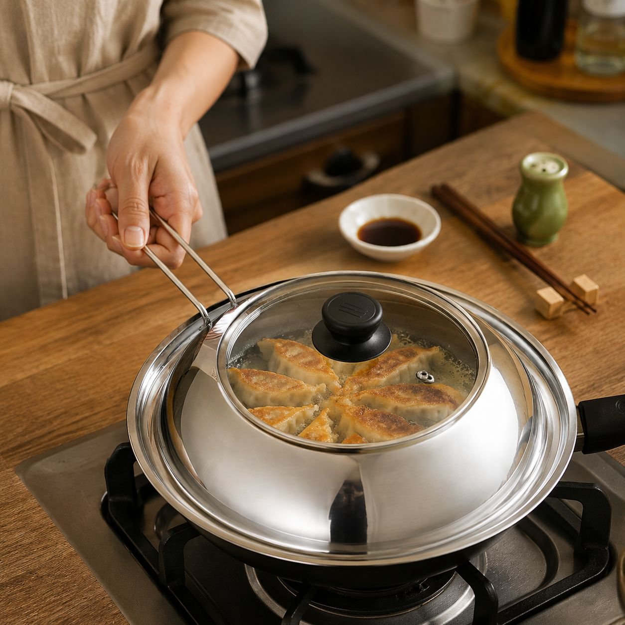 新製品：耐油性、非熱湯性、中身が見える蓋、家庭用鍋蓋、ステンレス蓋、キッチン開口部に適しています。