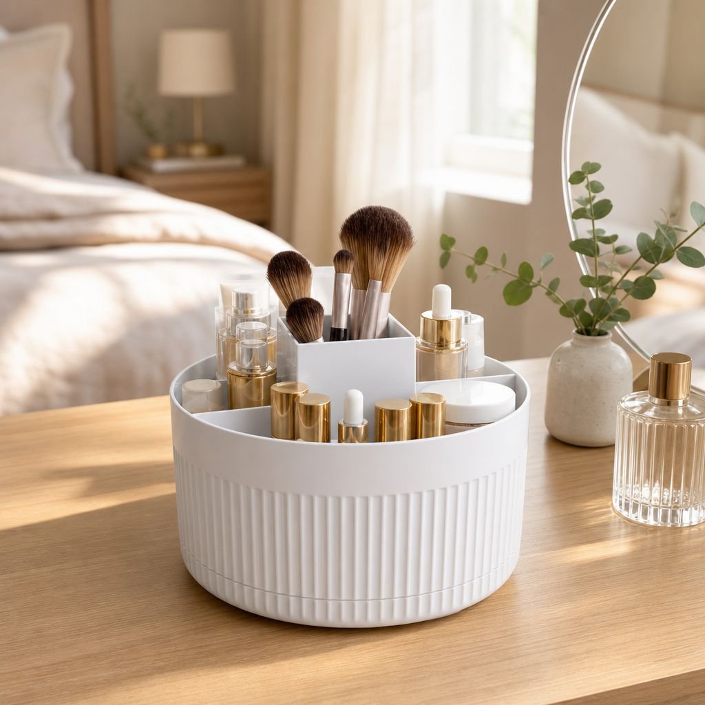 Multi-functional Rotating Makeup Shelf, Desktop Brush & Pencil Holder
