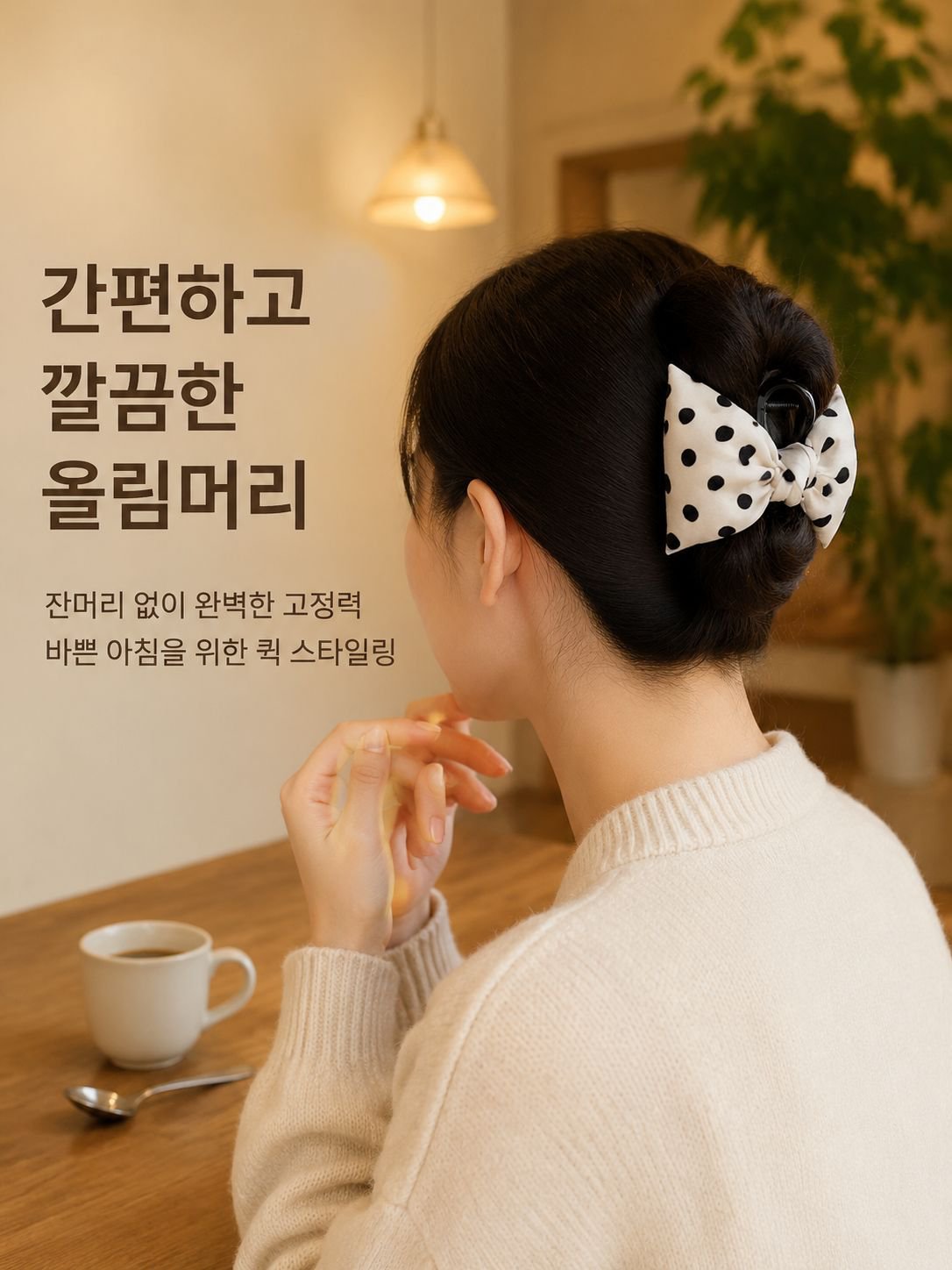 고급스러운 도트 리본 헤어클립