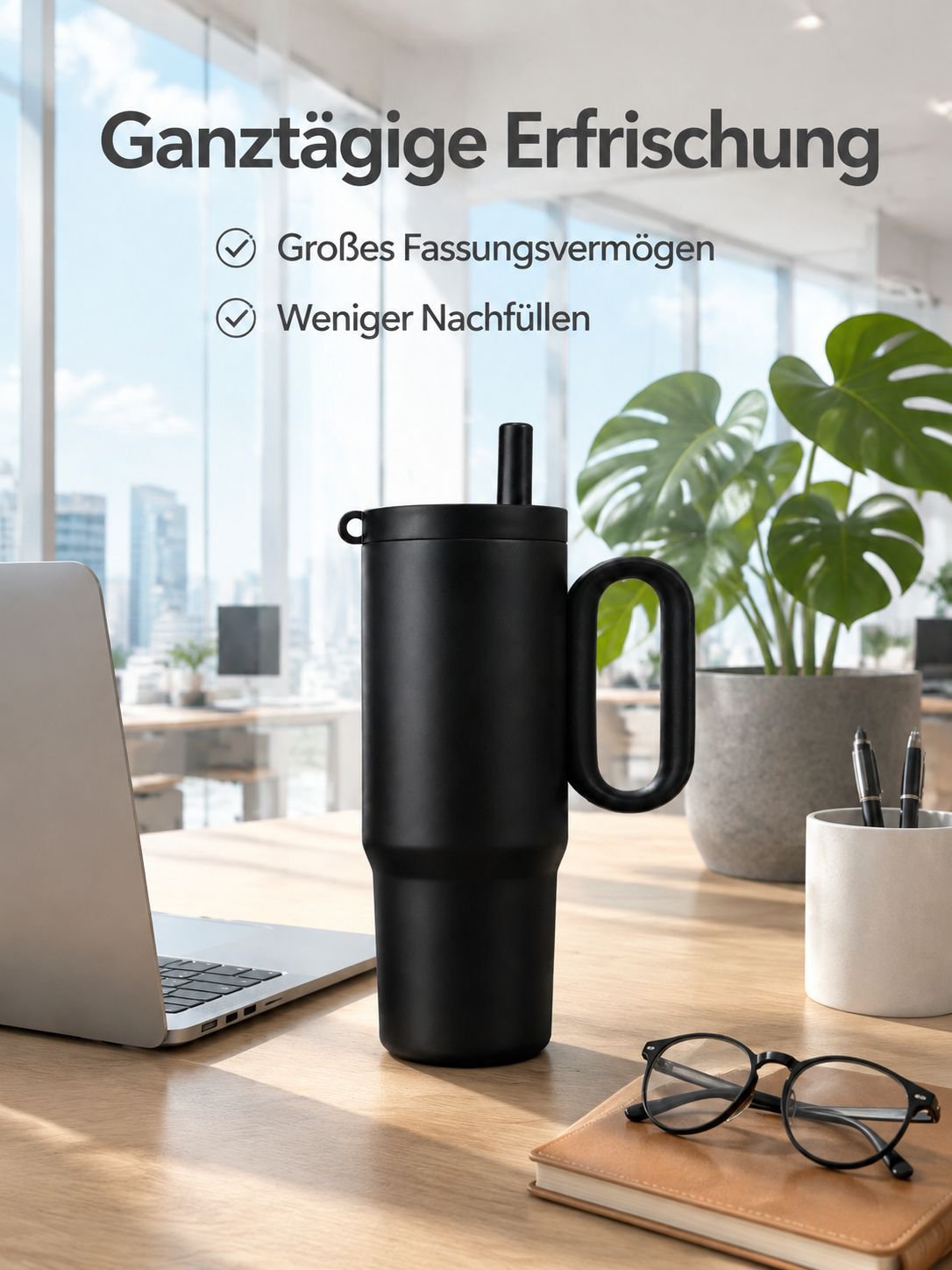 Stylischer und großer Edelstahl-Thermobecher/Eisbecher