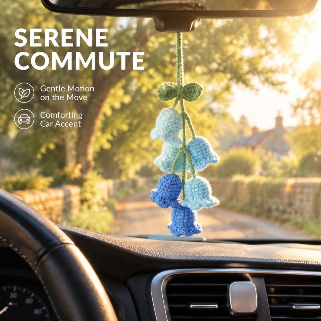 Crochet Lily of the Valley Wind Chime Knitted Flower Car Hanging Charm Ornament