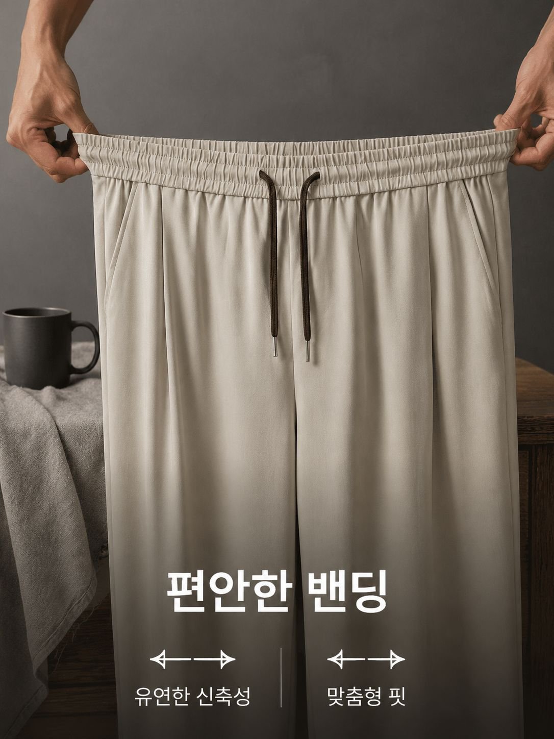 가볍고 흐르는 핏의 캐주얼 아이스 실크 팬츠