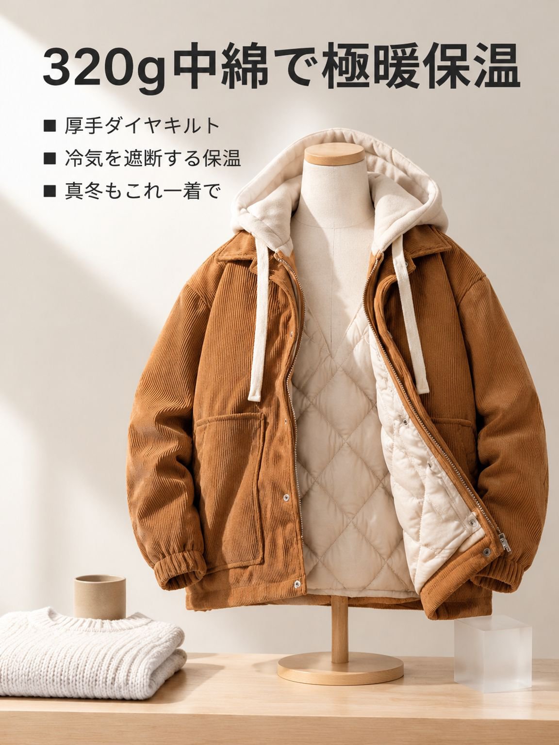 メンズ 裏起毛・厚手 フェイクレイヤードパーカージャケット
